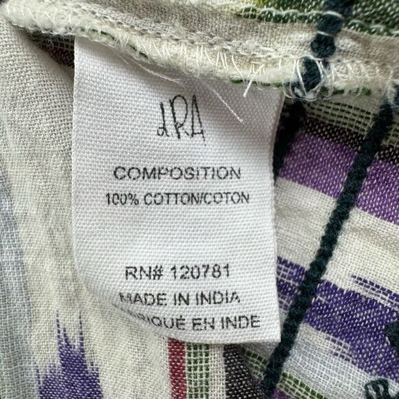 dRA Los Angeles Boho Embroidered Tunic Top S Striped Ikat Festival 100% Cotton - Picture 4 of 9